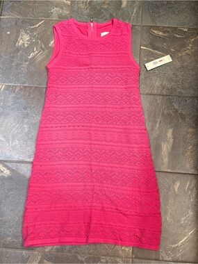 NWT Eliza J Fuchsia Openwork Knit Sheath Dress Size XS